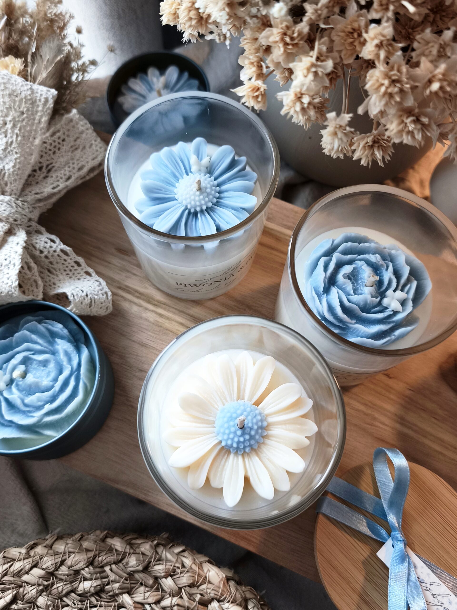 Świeca sojowa Stokrotka z niebieskim akcentem - obrazek 5