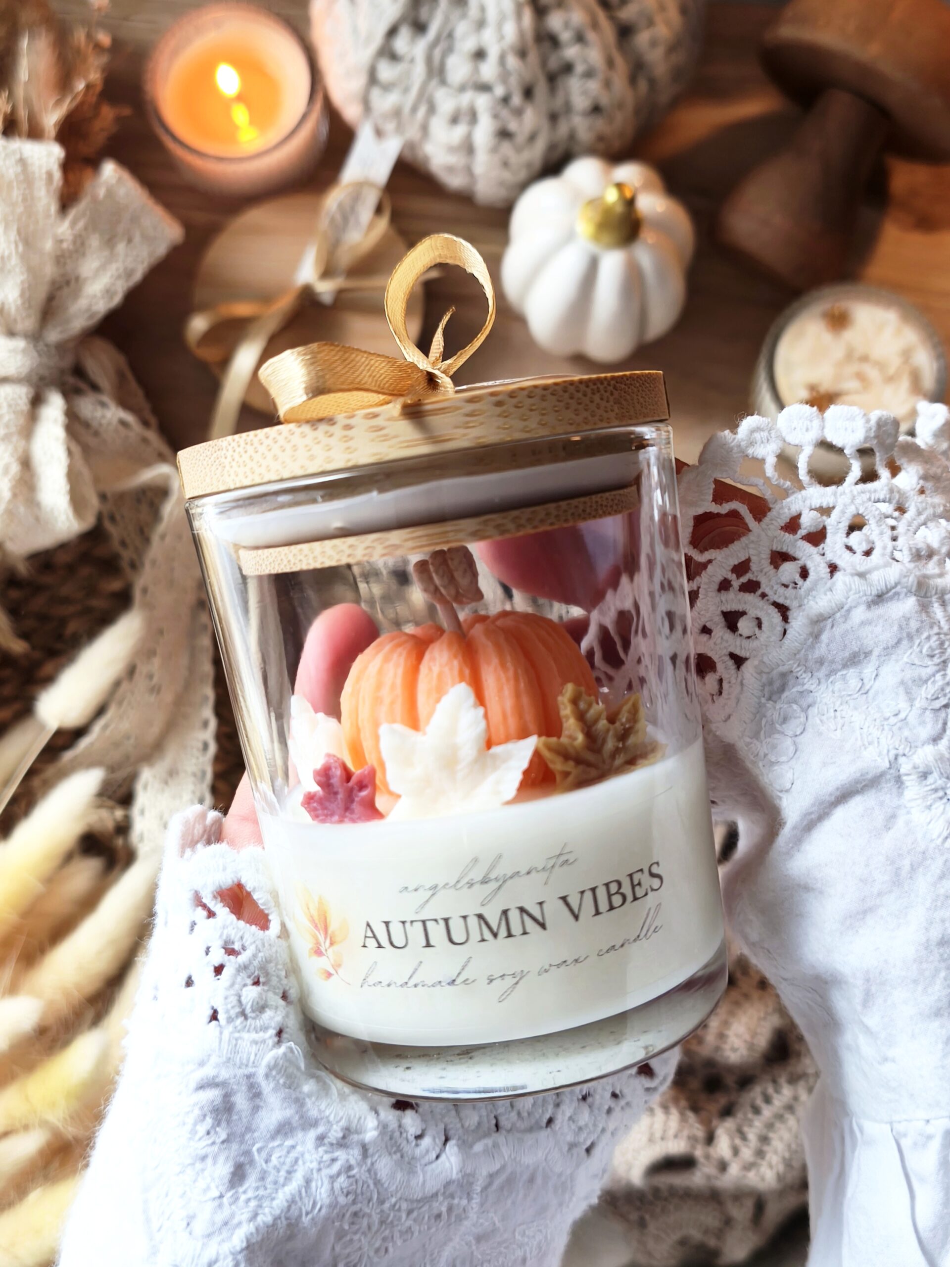 esienna świeca sojowa z dynią w szkle Autumn Vibes